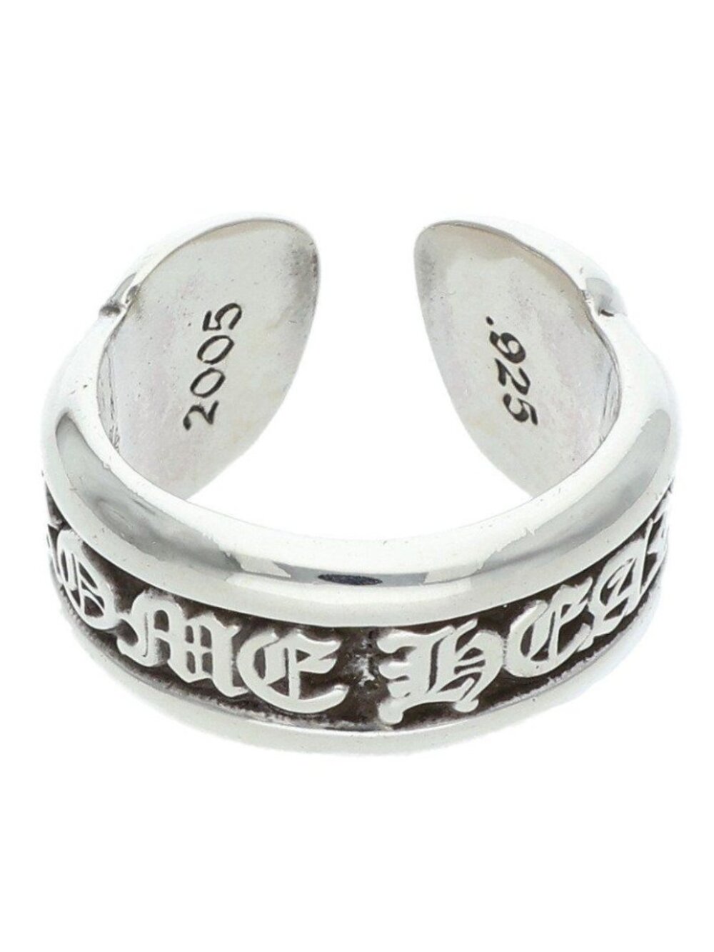 Chrome Hearts SM Scroll Label Small Silver Ring